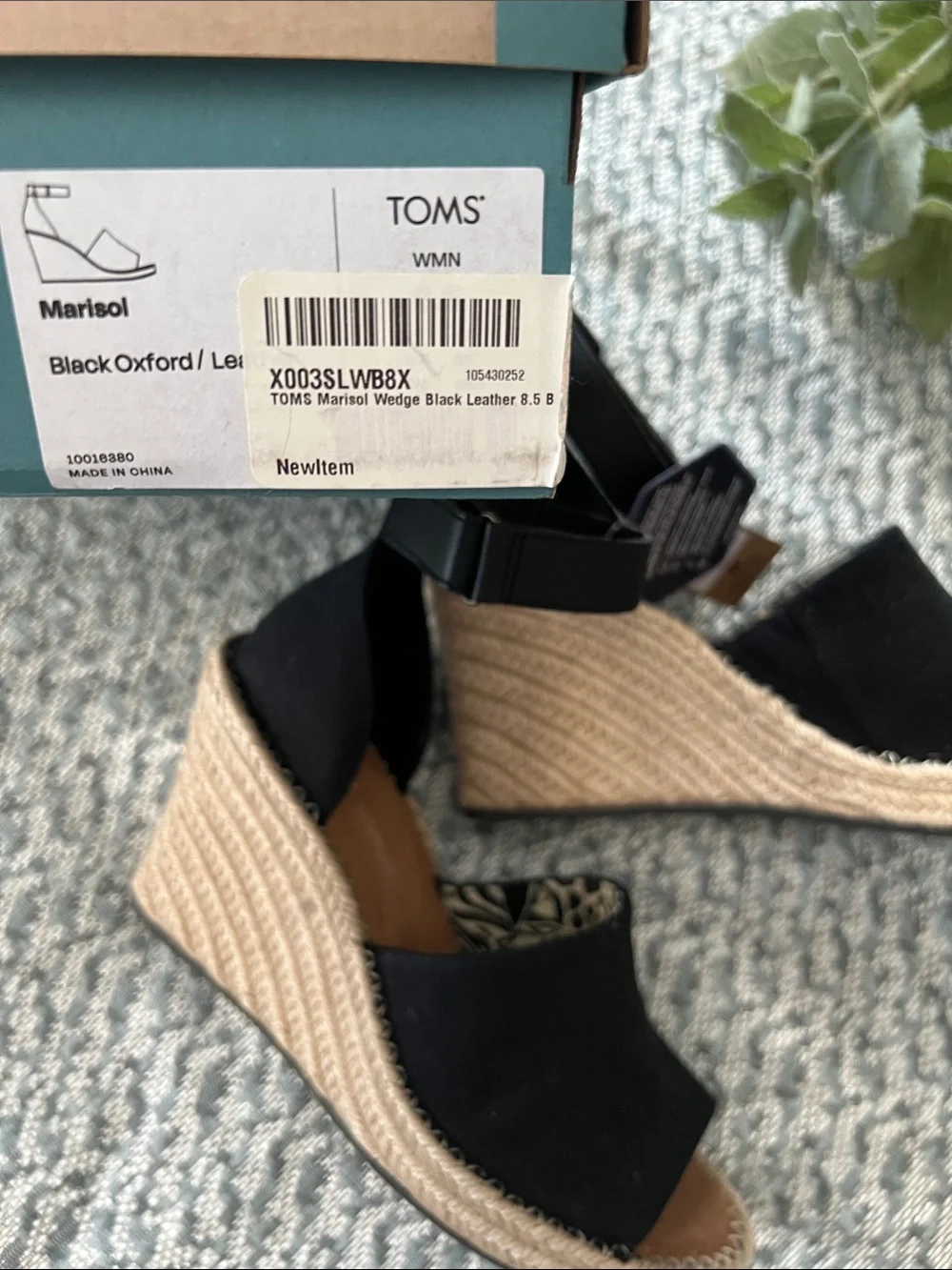 Tom’s Black Marisol Espadrille Wedge Sandals